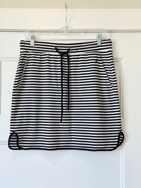 Nautica Black & White Striped Drawstring Mini Skirt